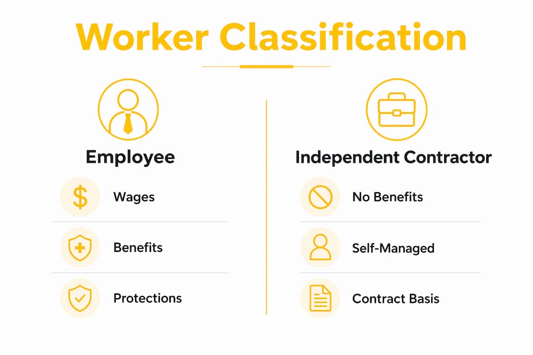 Infographic comparing employee and contractor status