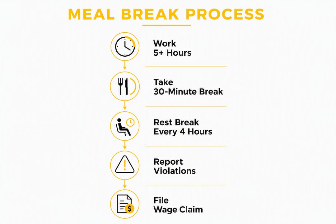 Infographic showing meal break process steps