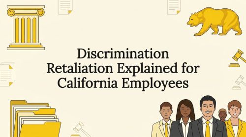 Decorative legal and California themed title card illustration