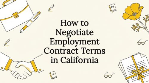 Decorative title card with contracts, handshake, and poppy