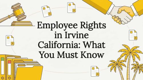 Decorative title card with legal and workplace icons