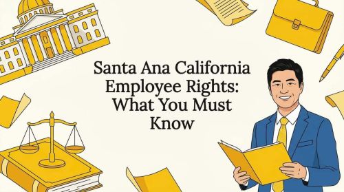 Decorative Santa Ana employee rights title card illustration