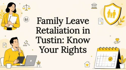 Decorative title card illustration with people and legal icons