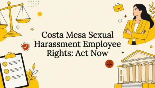 Decorative title card illustration for sexual harassment employee rights article