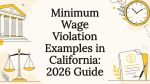 Title card illustration with legal and wage symbols