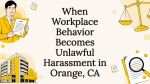 Flat vector illustration framing title card with legal and workplace elements