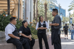 Anaheim hospitality workers taking a meal break outdoors