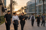 Anaheim hospitality workers walking near resort hotels
